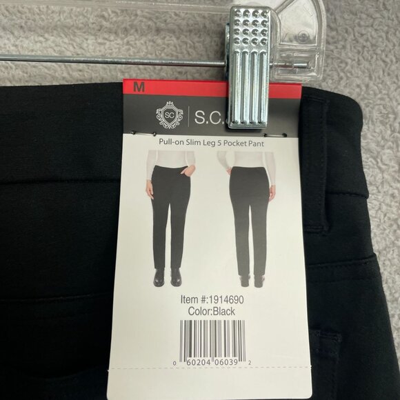NEW S.C. & Co. Women's M Black Pull-On Slim Leg 5 Pocket Pants Stretched - Picture 8 of 10